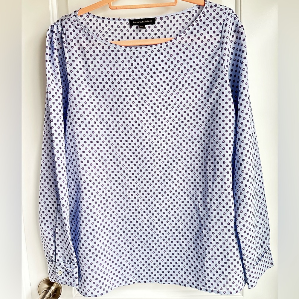 Banana Republic Blue flower print long sleeve tunic blouse